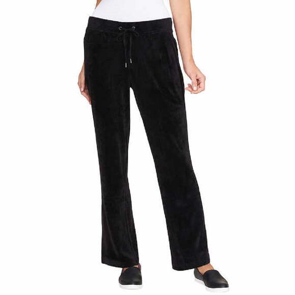 Gloria Vanderbilt Women's Jemma Ultra Soft Velour Sweatpants Black Size Large - Picture 1 of 7